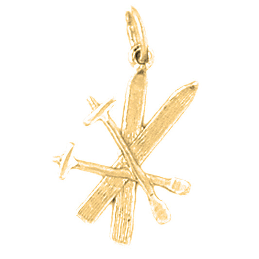 Yellow Gold-plated Silver 3D Set Of Skis Pendant