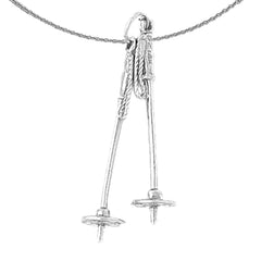 Sterling Silver 3D Poles Pendant (Rhodium or Yellow Gold-plated)