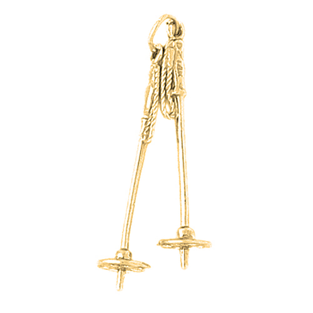 Yellow Gold-plated Silver 3D Poles Pendant