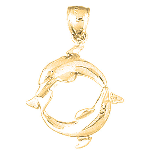 Yellow Gold-plated Silver Dolphin Pendant