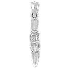 Sterling Silver 3D Skis Pendant