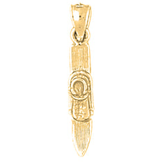 Yellow Gold-plated Silver 3D Skis Pendant