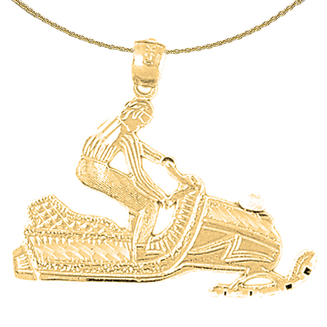Sterling Silver Snow Mobile Pendant (Rhodium or Yellow Gold-plated)