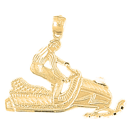 Yellow Gold-plated Silver Snow Mobile Pendant