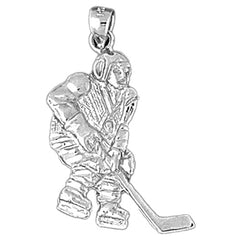 Sterling Silver Hockey Player Pendant