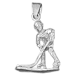 Sterling Silver 3D Hockey Player Pendant