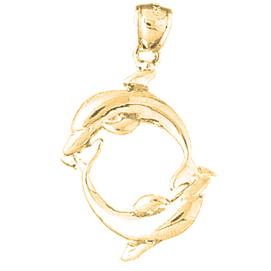 Yellow Gold-plated Silver Dolphin Pendant