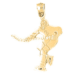Yellow Gold-plated Silver Hockey Player Pendant