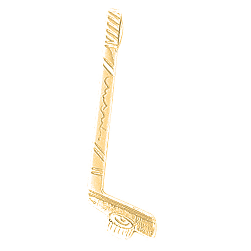 Yellow Gold-plated Silver Hockey Stick With Puck Pendant