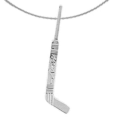 Sterling Silver Goalie Stick Pendant (Rhodium or Yellow Gold-plated)