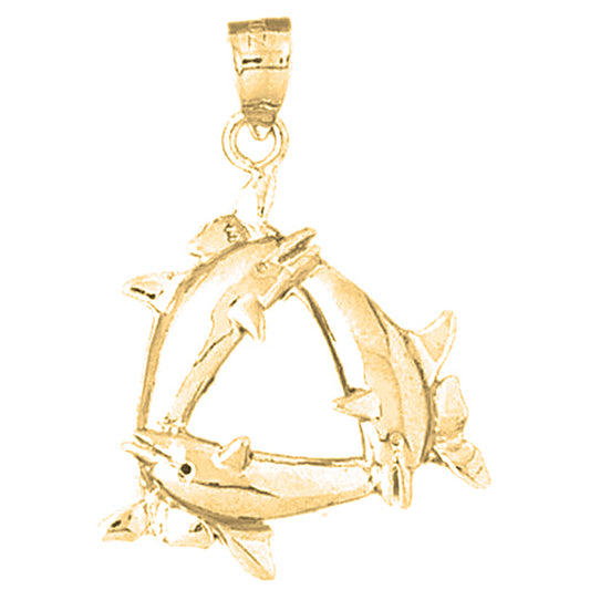 Yellow Gold-plated Silver Dolphin Pendant