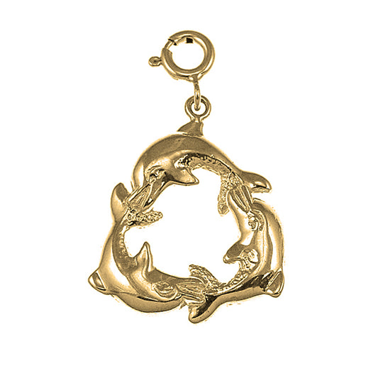 Yellow Gold-plated Silver Dolphin Pendant