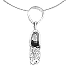 Sterling Silver 3D Tennis Shoes Pendant (Rhodium or Yellow Gold-plated)
