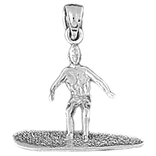 Sterling Silver 3D Surfer Pendant