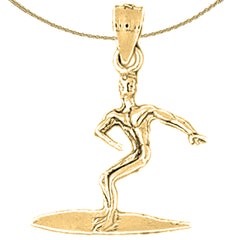 Sterling Silver Surfer Pendant (Rhodium or Yellow Gold-plated)