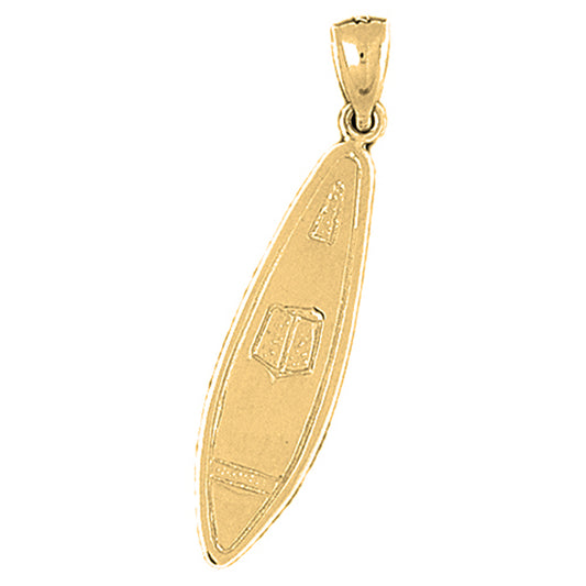 Yellow Gold-plated Silver 3D Surf Board Pendant