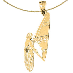 Sterling Silver Wind Surfer Pendant (Rhodium or Yellow Gold-plated)