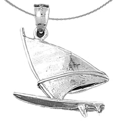 Sterling Silver 3D Wind Surfing Pendant (Rhodium or Yellow Gold-plated)