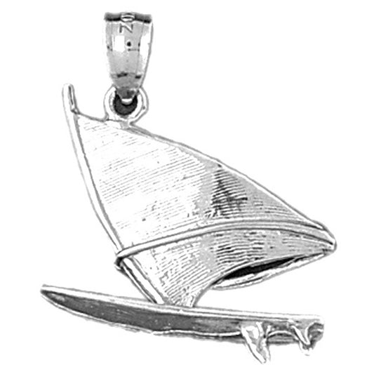 Sterling Silver 3D Wind Surfing Pendant
