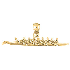 Yellow Gold-plated Silver 3D Canoe Pendant