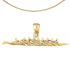 Sterling Silver 3D Canoe Pendant (Rhodium or Yellow Gold-plated)