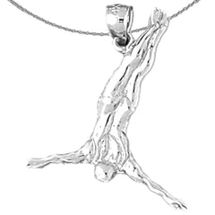 Sterling Silver 3D Diver Pendant (Rhodium or Yellow Gold-plated)