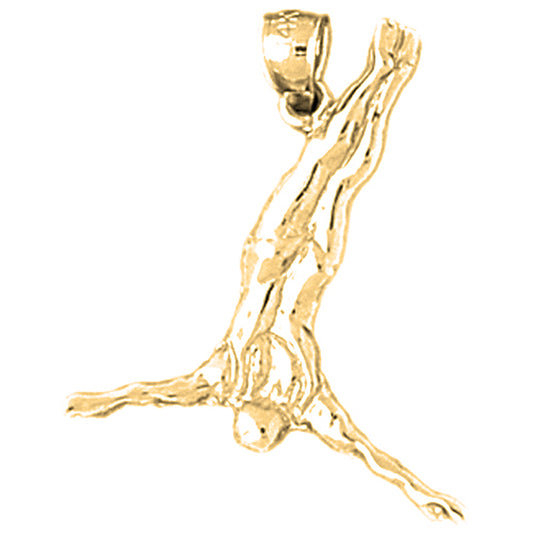 Yellow Gold-plated Silver 3D Diver Pendant