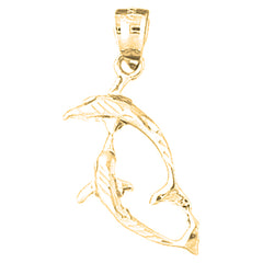 Yellow Gold-plated Silver Dolphin Pendant