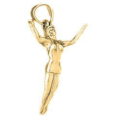 Yellow Gold-plated Silver Swimmer Pendant