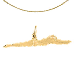 Sterling Silver Swimmer Pendant (Rhodium or Yellow Gold-plated)