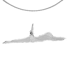 Sterling Silver Swimmer Pendant (Rhodium or Yellow Gold-plated)