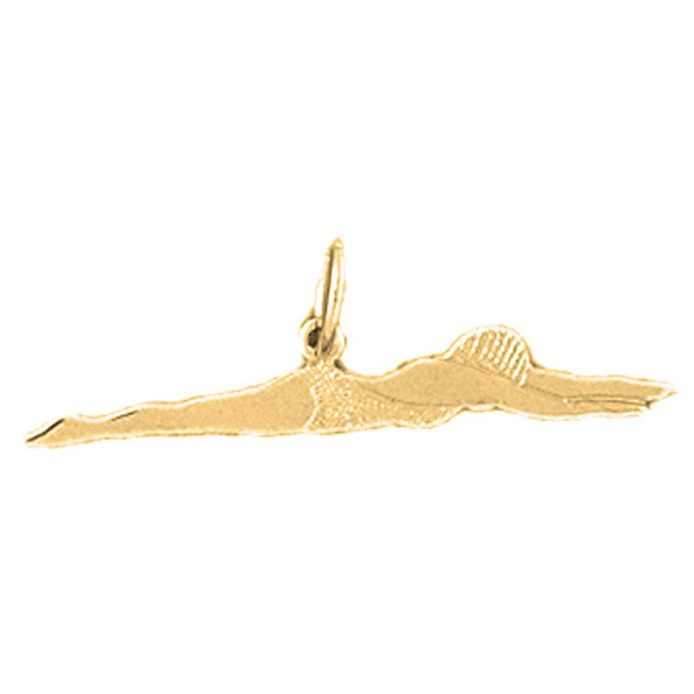 Yellow Gold-plated Silver Swimmer Pendant