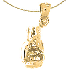 Sterling Silver 3D Boxing Gloves Pendant (Rhodium or Yellow Gold-plated)