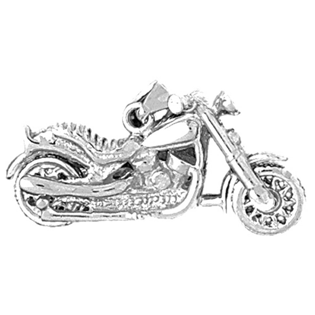Sterling Silver 3D Motorcycle Pendant (Rhodium or Yellow