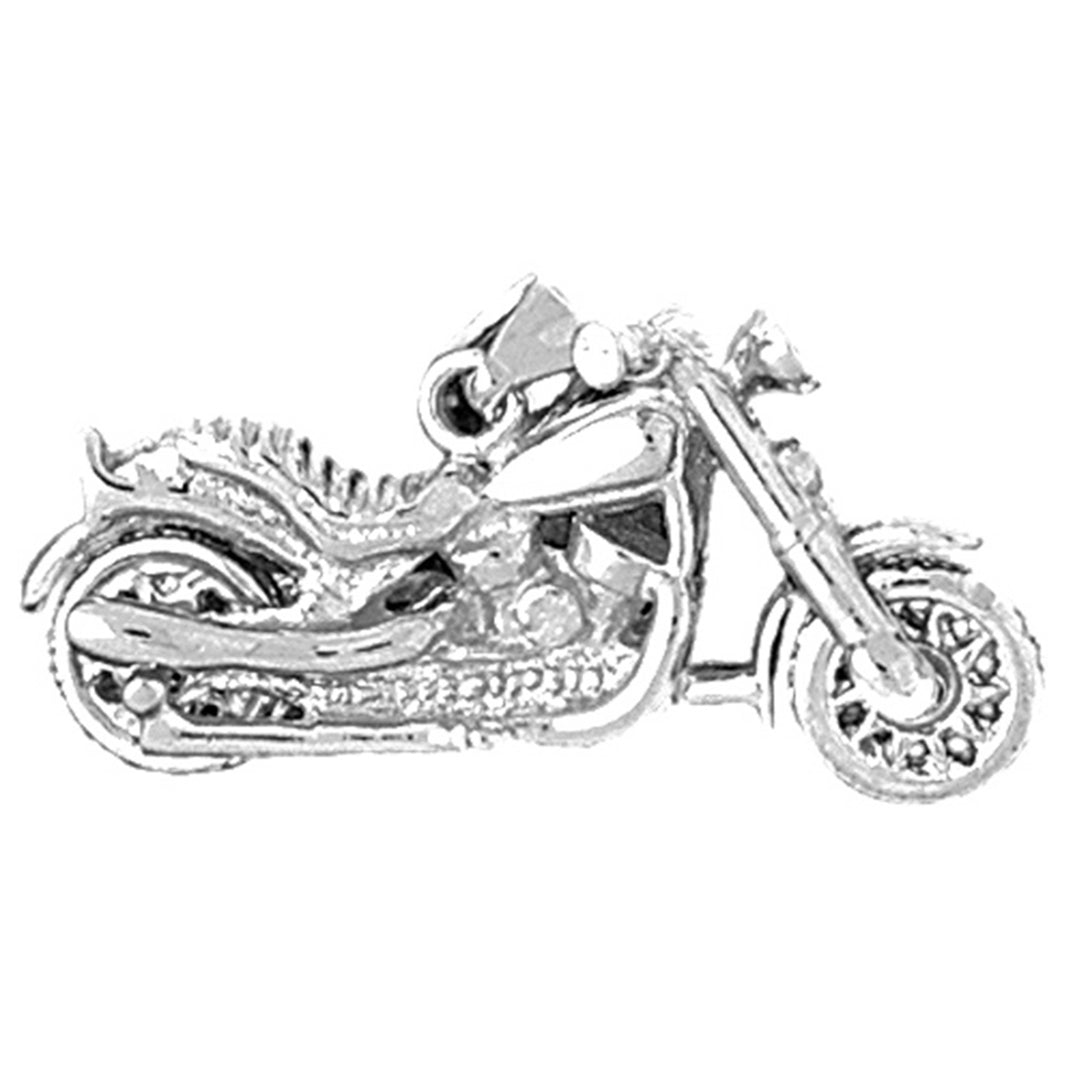 Sterling Silver 3D Motorcycle Pendant