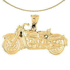 Sterling Silver Motorcycle Pendant (Rhodium or Yellow Gold-plated)