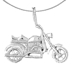 Sterling Silver Motorcycle Pendant (Rhodium or Yellow Gold-plated)