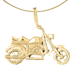 Sterling Silver Motorcycle Pendant (Rhodium or Yellow Gold-plated)