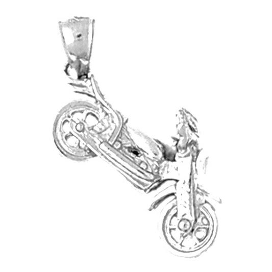 Sterling Silver 3D Motorcycle Pendant