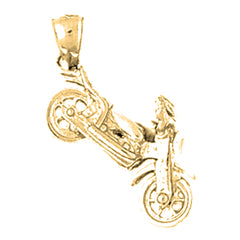 Yellow Gold-plated Silver 3D Motorcycle Pendant