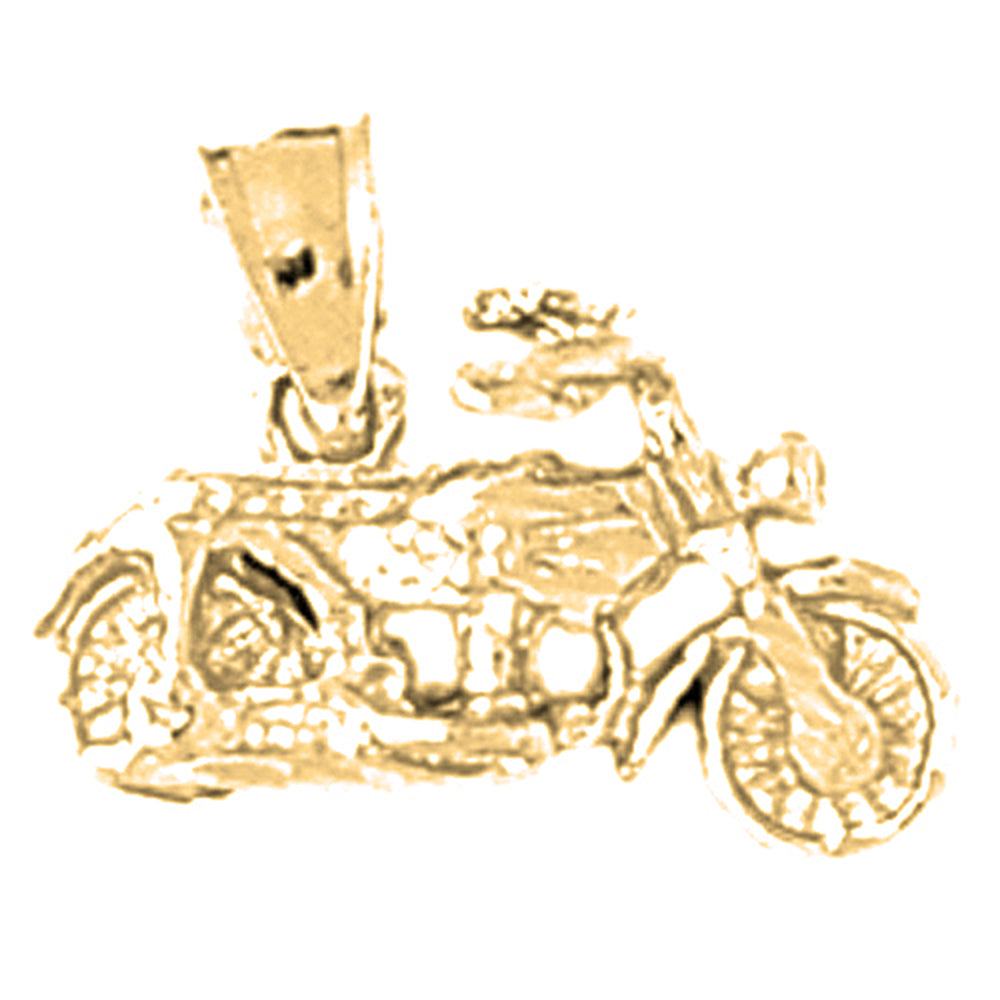 Yellow Gold-plated Silver 3D Motorcycle Pendant