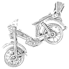 Sterling Silver 3D Moped Pendant (Rhodium or Yellow Gold-plated)