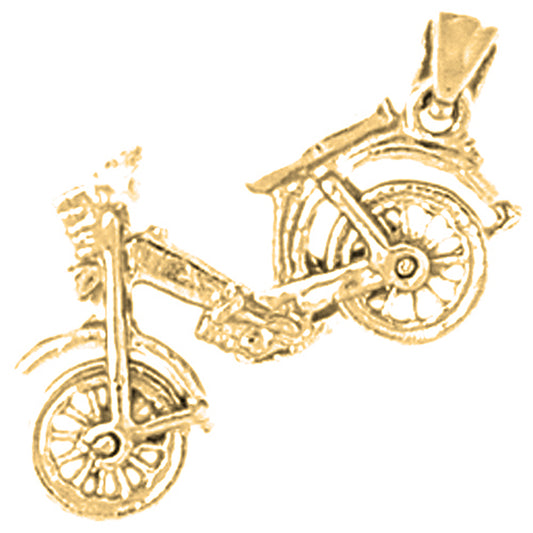 Yellow Gold-plated Silver 3D Moped Pendant
