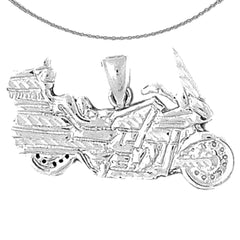 Sterling Silver Motorcycle Pendant (Rhodium or Yellow Gold-plated)