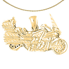 Sterling Silver Motorcycle Pendant (Rhodium or Yellow Gold-plated)