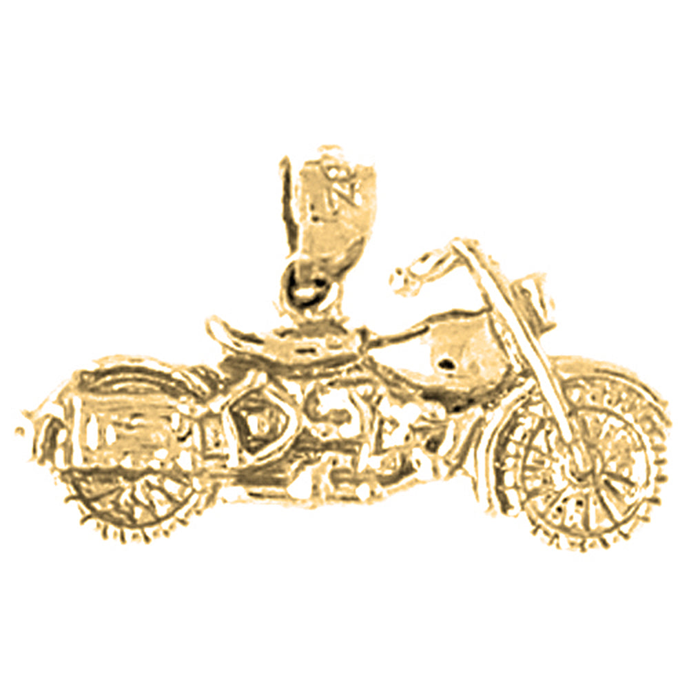 Yellow Gold-plated Silver Motorcycle Pendant