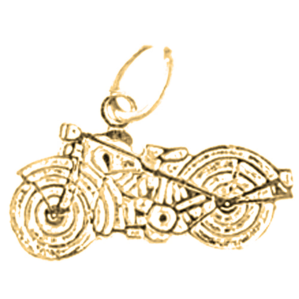 Yellow Gold-plated Silver Motorcycle Pendant