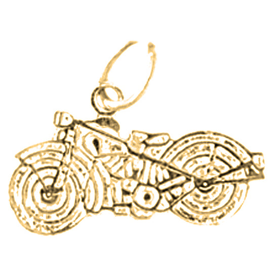 Yellow Gold-plated Silver Motorcycle Pendant