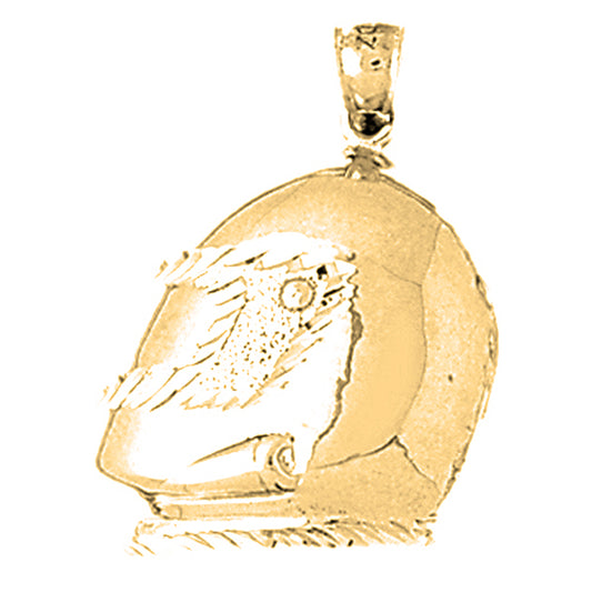Yellow Gold-plated Silver Motorcycle Helmet Pendant