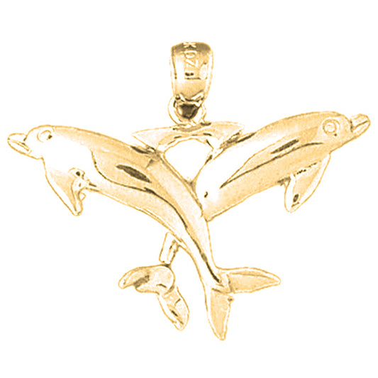 Yellow Gold-plated Silver Dolphin Pendant